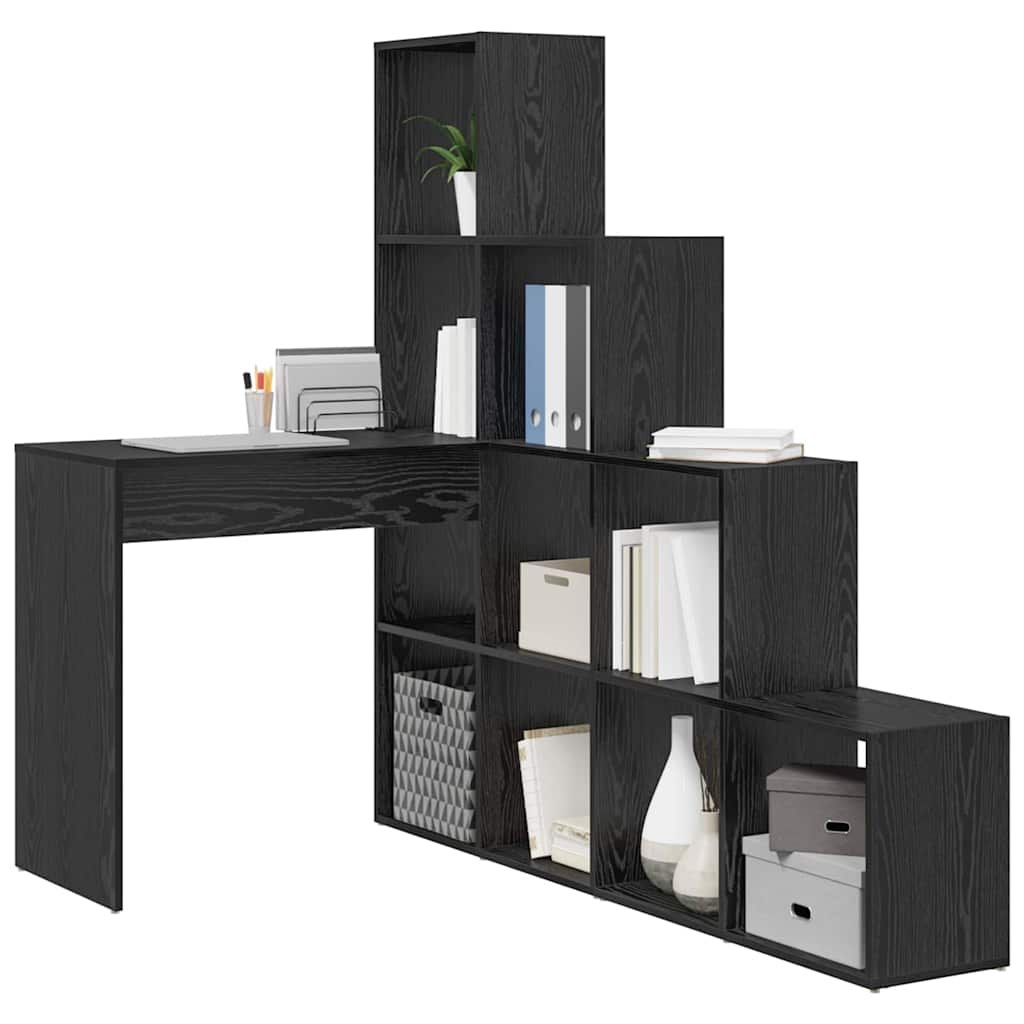 vidaXL Γωνιακό γραφείο με ράφι Μαύρη δρυς 101.5 x 149.5 x 149.5 εκ.