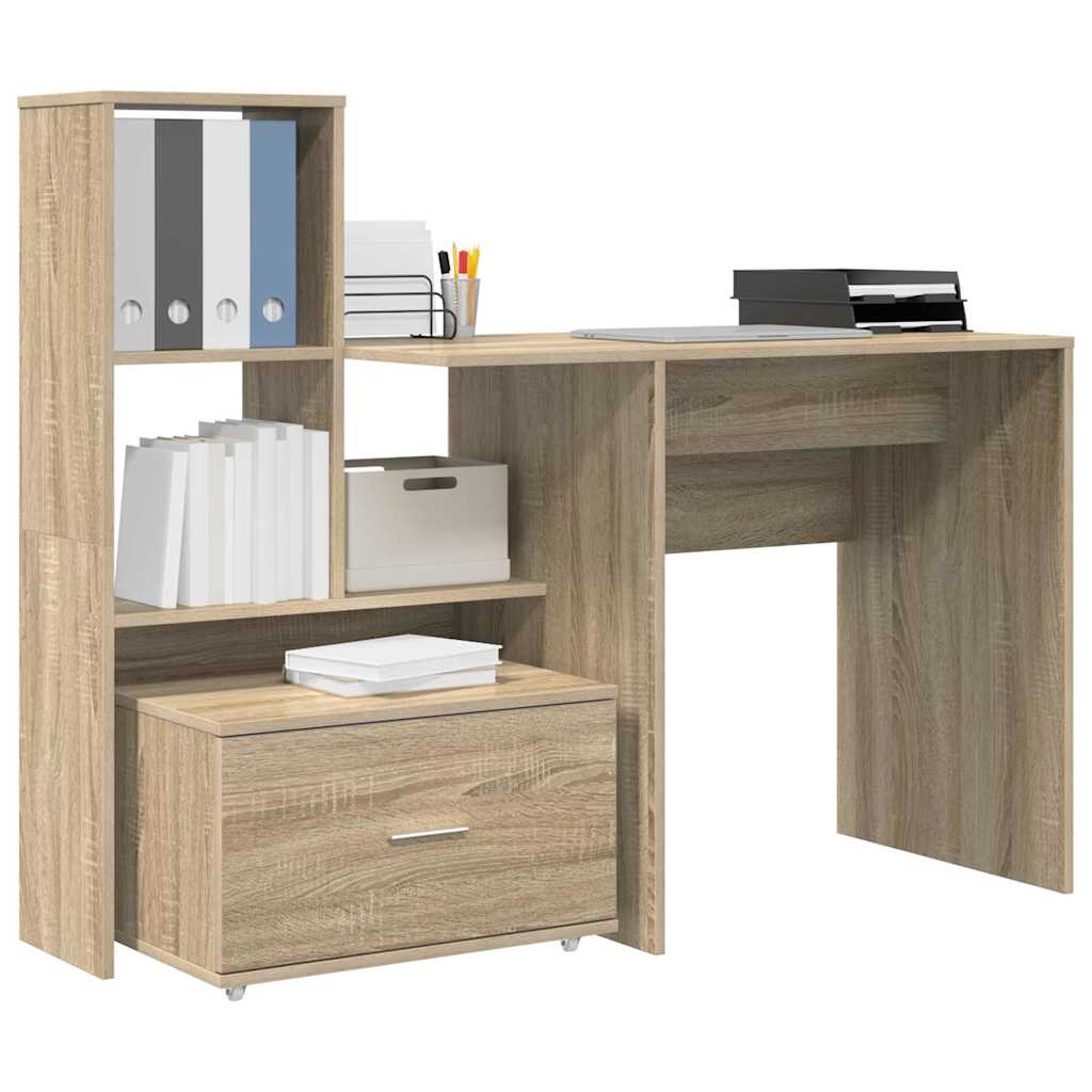 vidaXL Γραφείο Sonoma Δρυς 131.5 x 50 x 106.5 εκ. Επεξεργασμένο ξύλο
