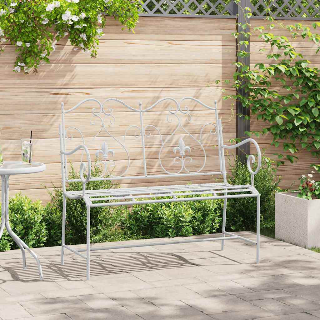 vidaXL Παγκάκι κήπου 2 -Seater 104 x 54 x 93 εκ. Ατσάλι Αντίκες Λευκό