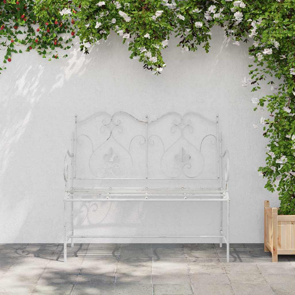 vidaXL Παγκάκι κήπου 2 -Seater 104 x 54 x 93 εκ. Ατσάλι Αντίκες Λευκό