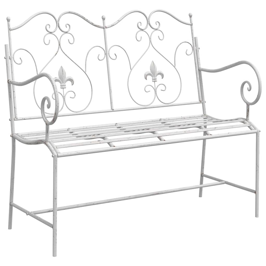 vidaXL Παγκάκι κήπου 2 -Seater 104 x 54 x 93 εκ. Ατσάλι Αντίκες Λευκό
