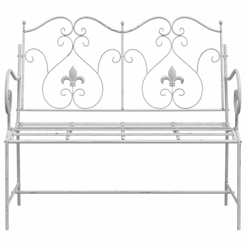 vidaXL Παγκάκι κήπου 2 -Seater 104 x 54 x 93 εκ. Ατσάλι Αντίκες Λευκό
