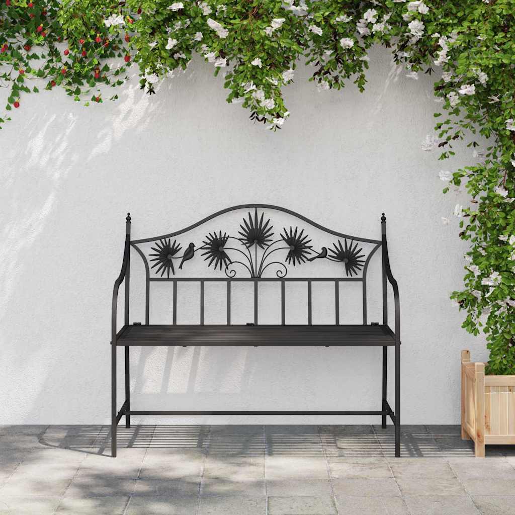 vidaXL Παγκάκι κήπου Μαύρο 104 x 52,5 x 89 εκ. Ατσάλι