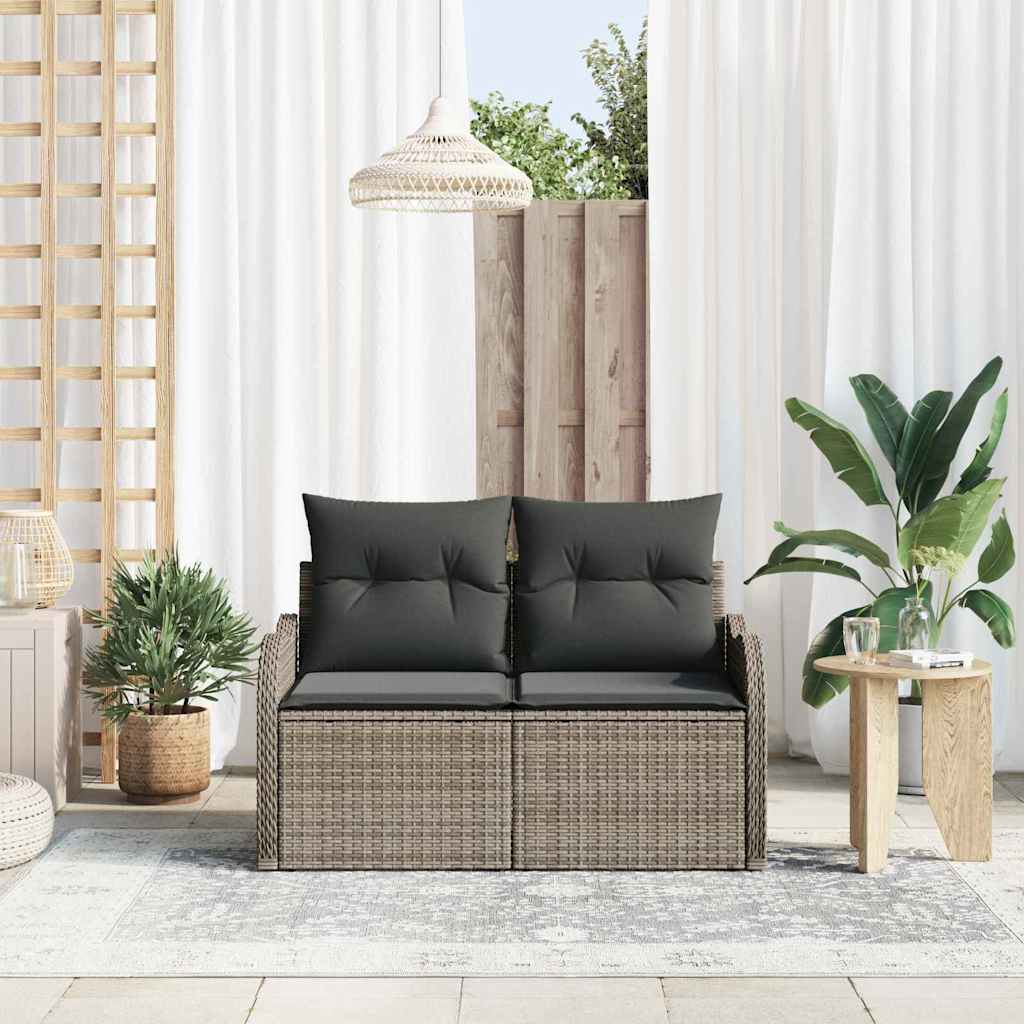 vidaXL Καναπές Κήπου με μαξιλάρι Γκρι 121 x 62 x 69εκ συνθετικό ρατάν