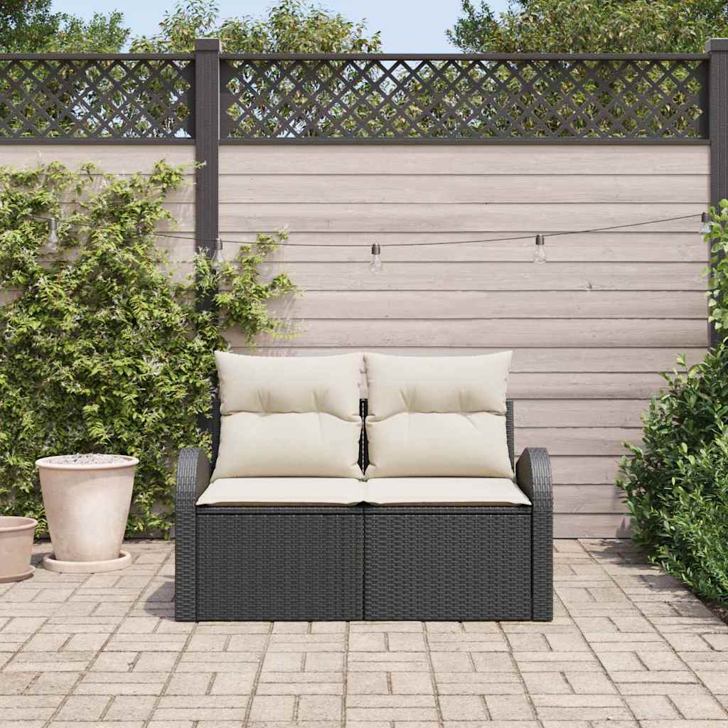 vidaXL Καναπές Κήπου Μαύρο 124 x 62 x 69cm συνθετικό ρατάν