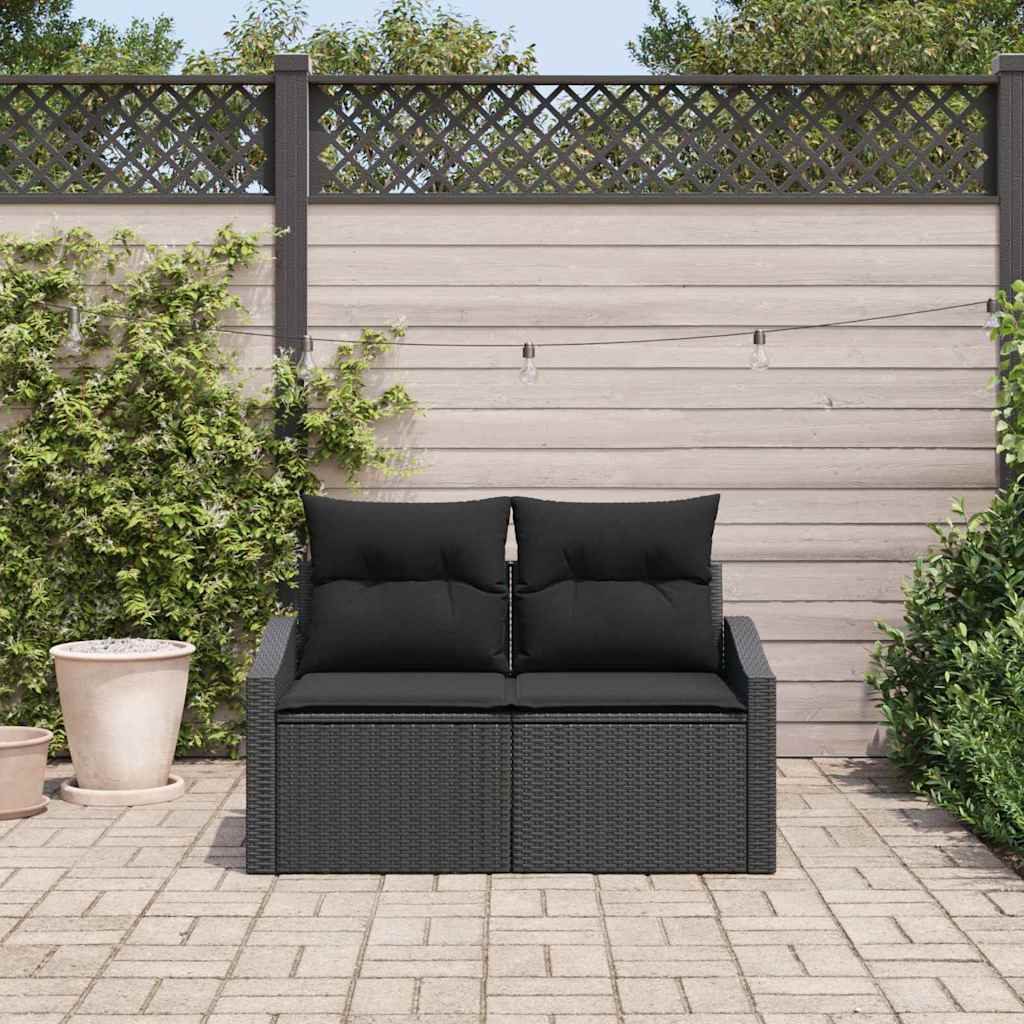 vidaXL Καναπές Κήπου με μαξιλάρι Μαύρο 123 x 62 x 69εκ συνθετικό ρατάν