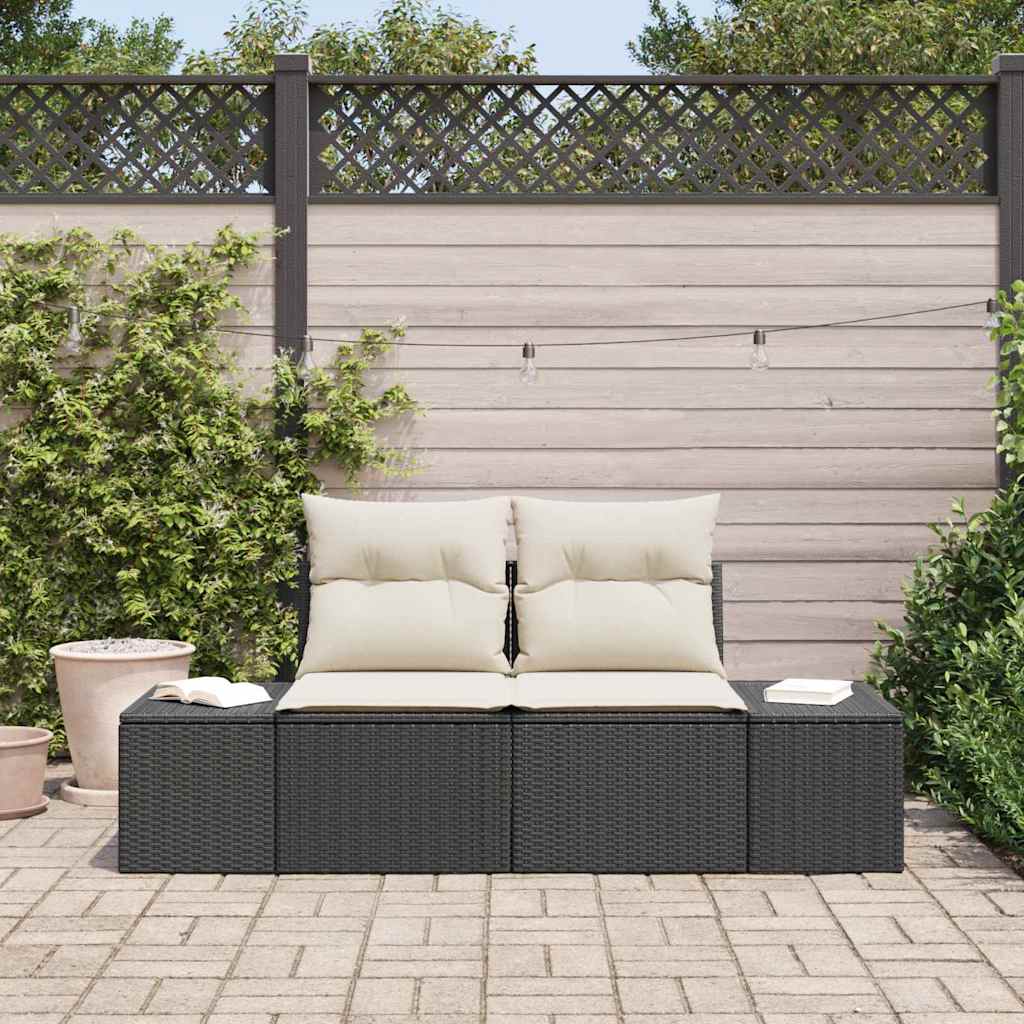 vidaXL Καναπές Κήπου με μαξιλάρι Μαύρο 123 x 62 x 69εκ συνθετικό ρατάν