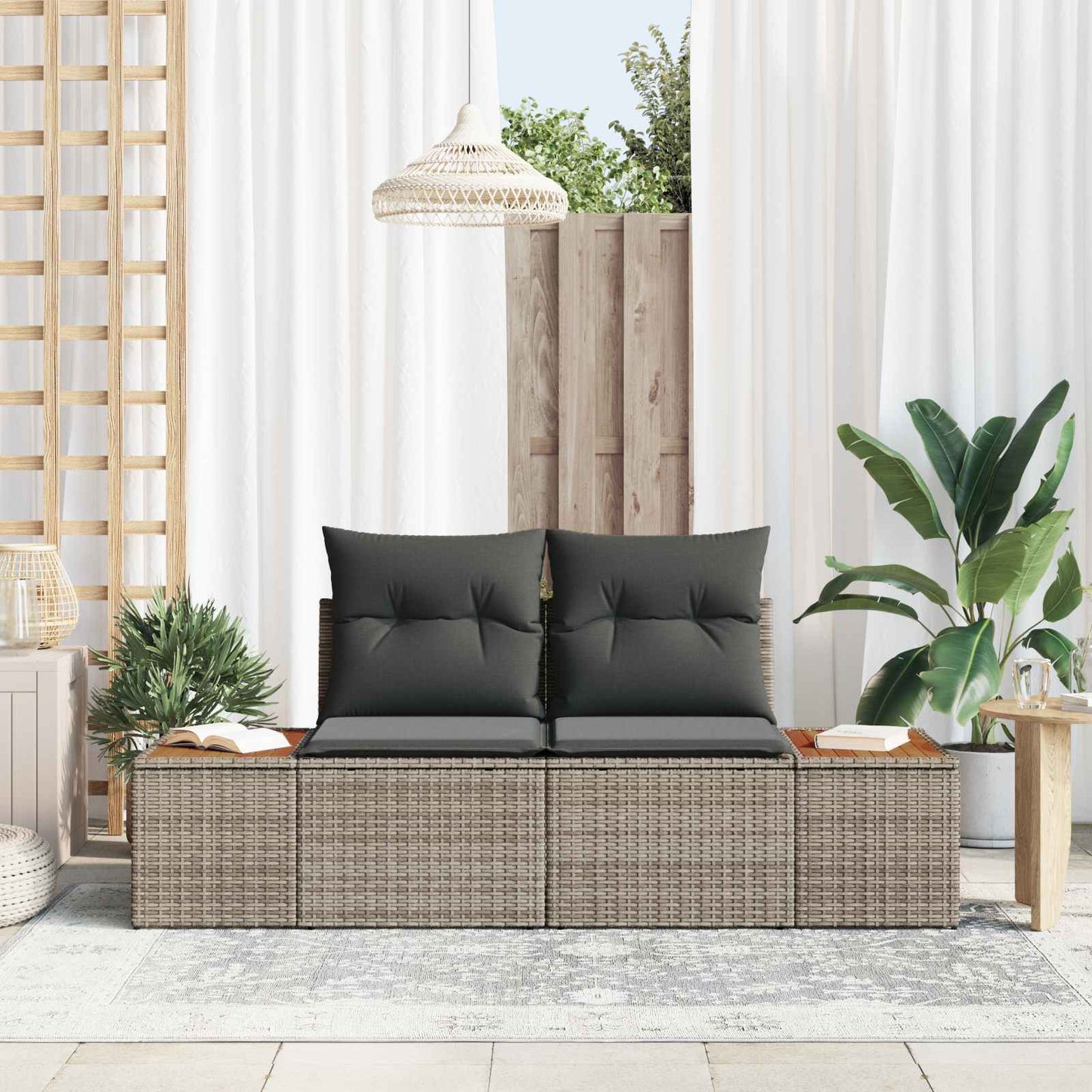 vidaXL Καναπές Κήπου Γκρι 184 x 62 x 85εκ συνθετικό ρατάν