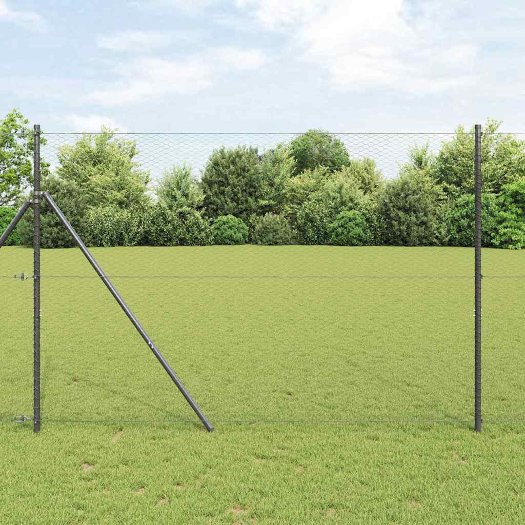 vidaXL Φράχτης Εξαγώνου Γκρι 1.5 x 50 m Ατσάλι