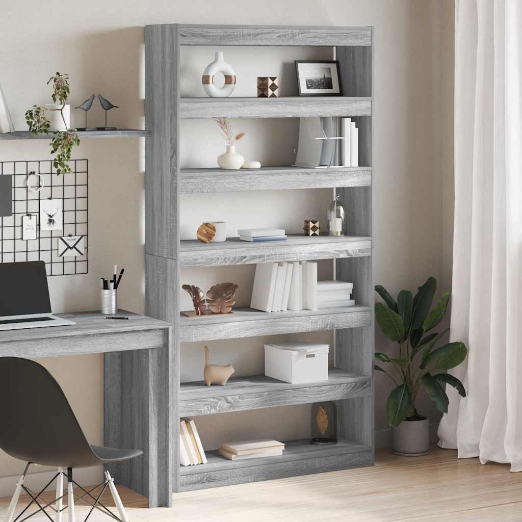 vidaXL Βιβλιοθήκη Γκρι sonoma 100 x 30 x 198 εκ. Επεξεργασμένο ξύλο