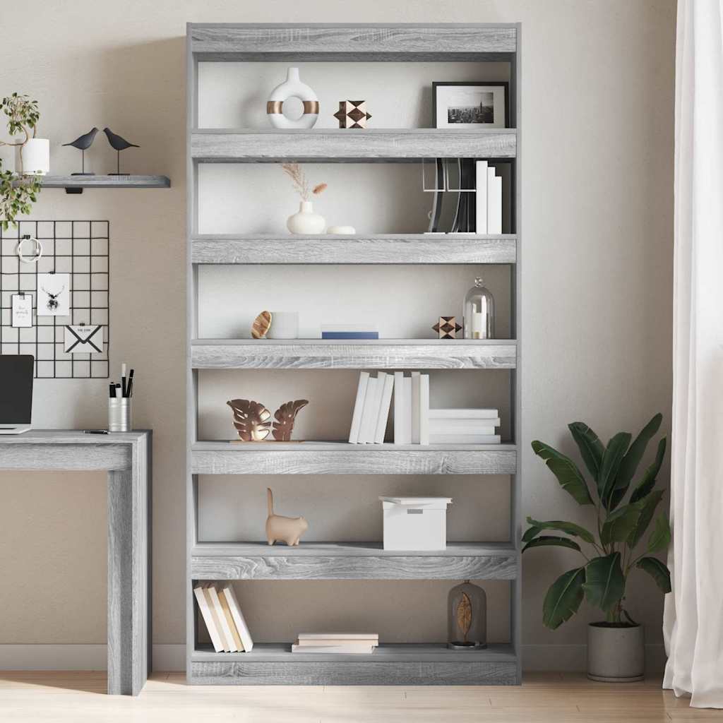 vidaXL Βιβλιοθήκη Γκρι sonoma 100 x 30 x 198 εκ. Επεξεργασμένο ξύλο