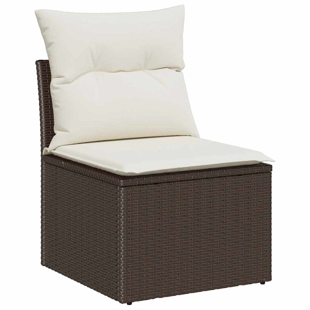 vidaXL Σετ Καναπέ Κήπου με μαξιλάρι 7 pcs Καφέ συνθετικό ρατάν