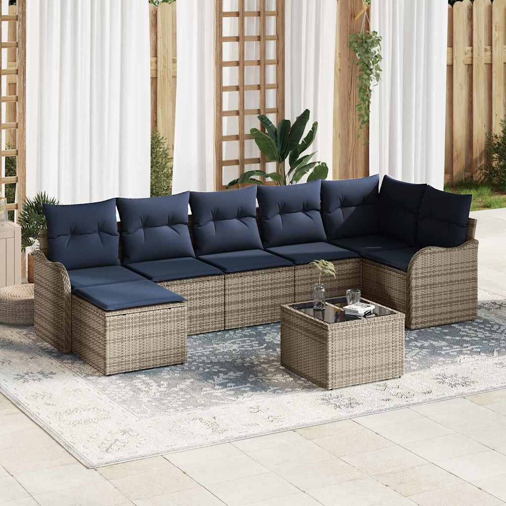 vidaXL Σετ Καναπέ Κήπου με μαξιλάρι 8 pcs Γκρι Πολυ ράταν
