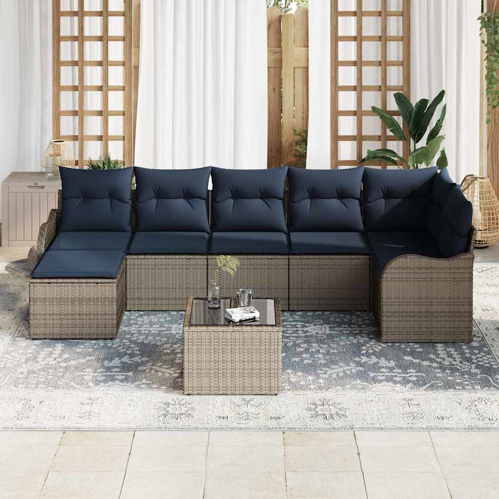 vidaXL Σετ Καναπέ Κήπου με μαξιλάρι 8 pcs Γκρι Πολυ ράταν