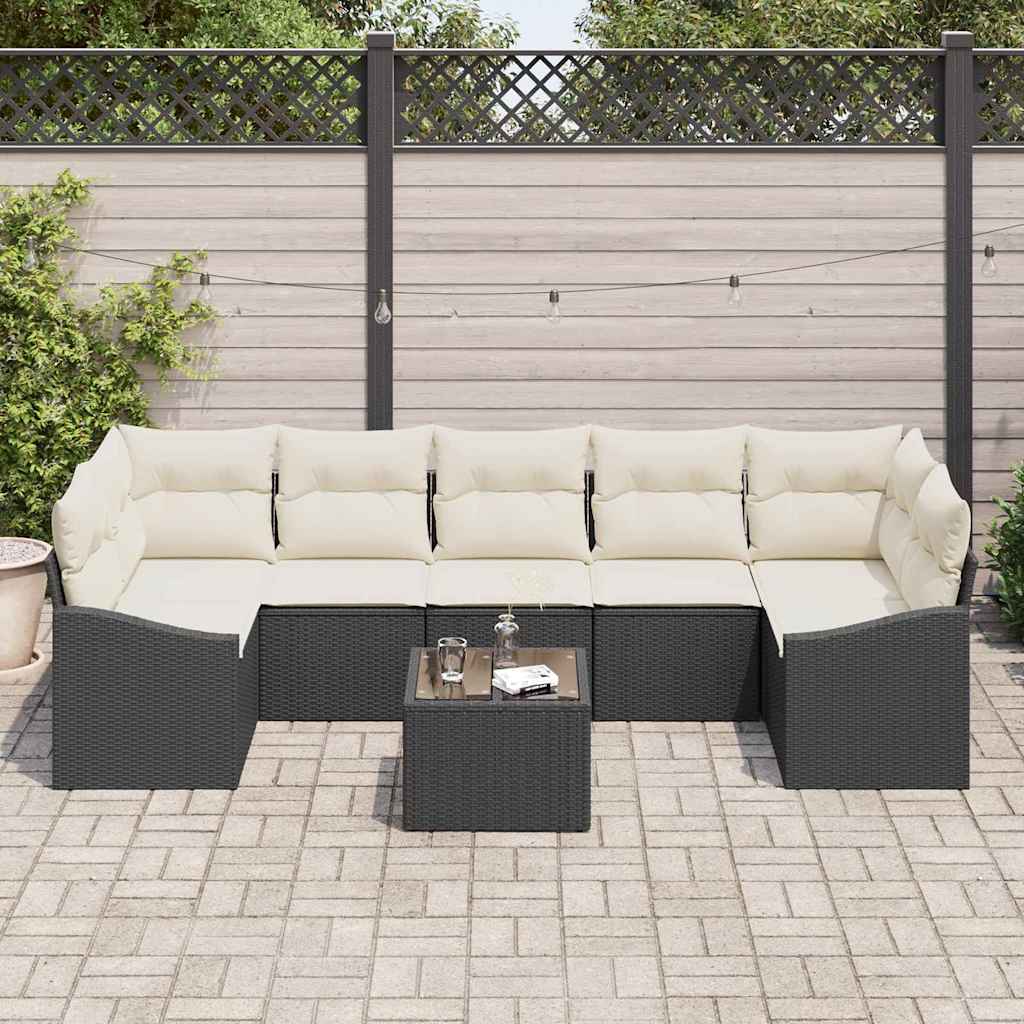 vidaXL Σετ Καναπέ Μαύρο και Κρέμα 55 x 55 x 37 εκ συνθετικό ρατάν