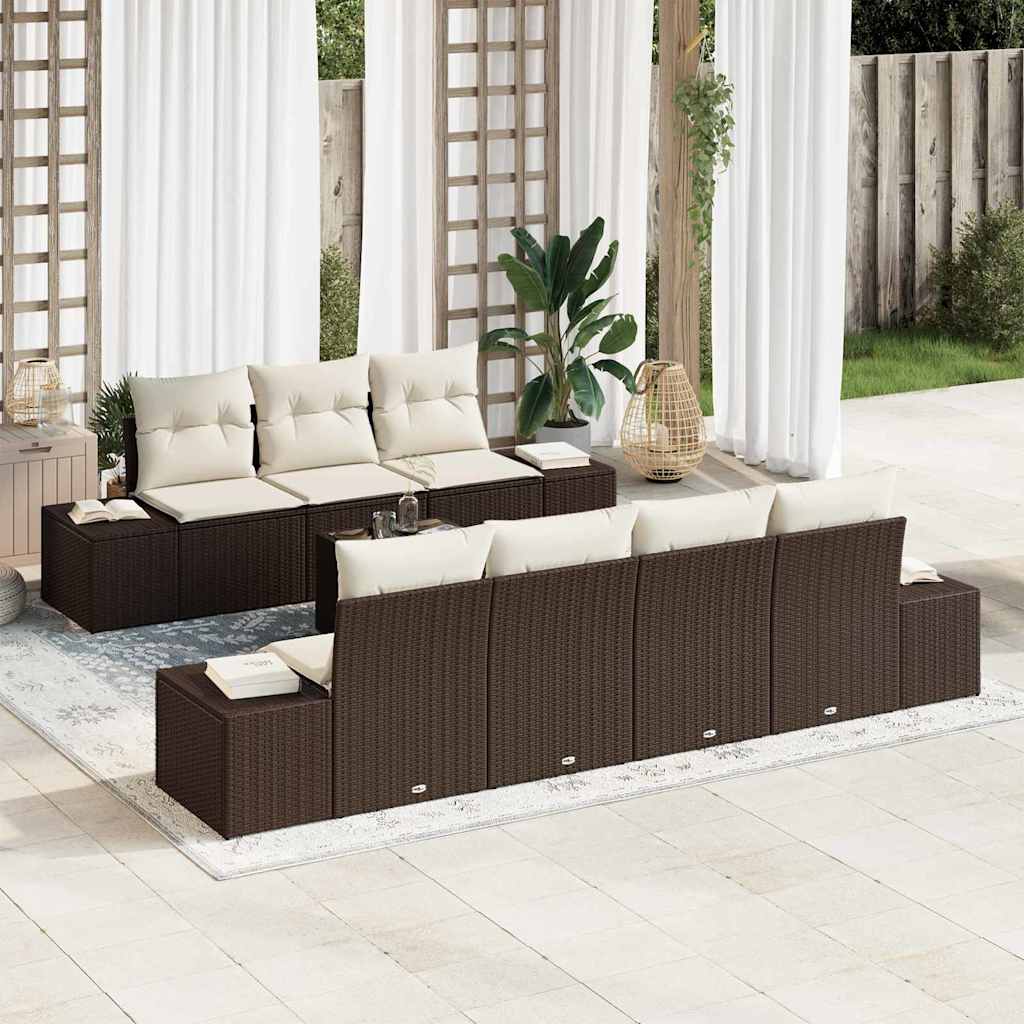 vidaXL Σετ Καναπέ Κήπου 8 pcs Καφέ Πολυ ράταν