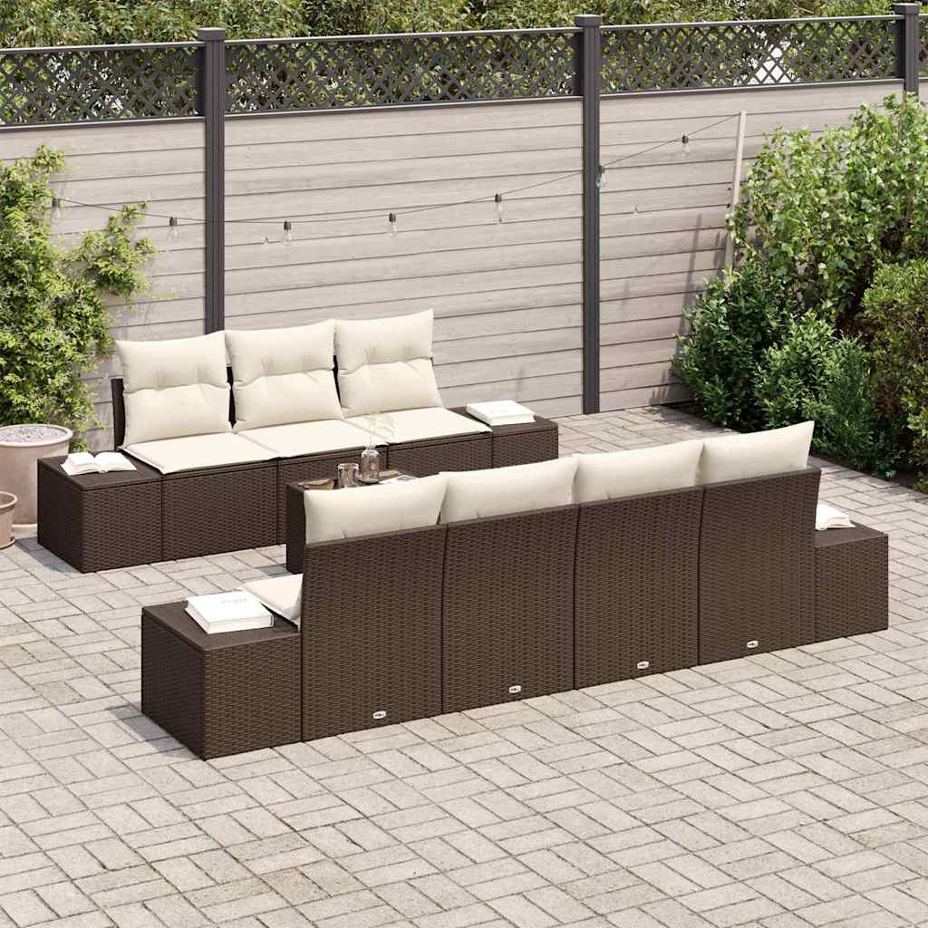 vidaXL Σετ Καναπέ Κήπου 8 pcs Καφέ Πολυ ράταν