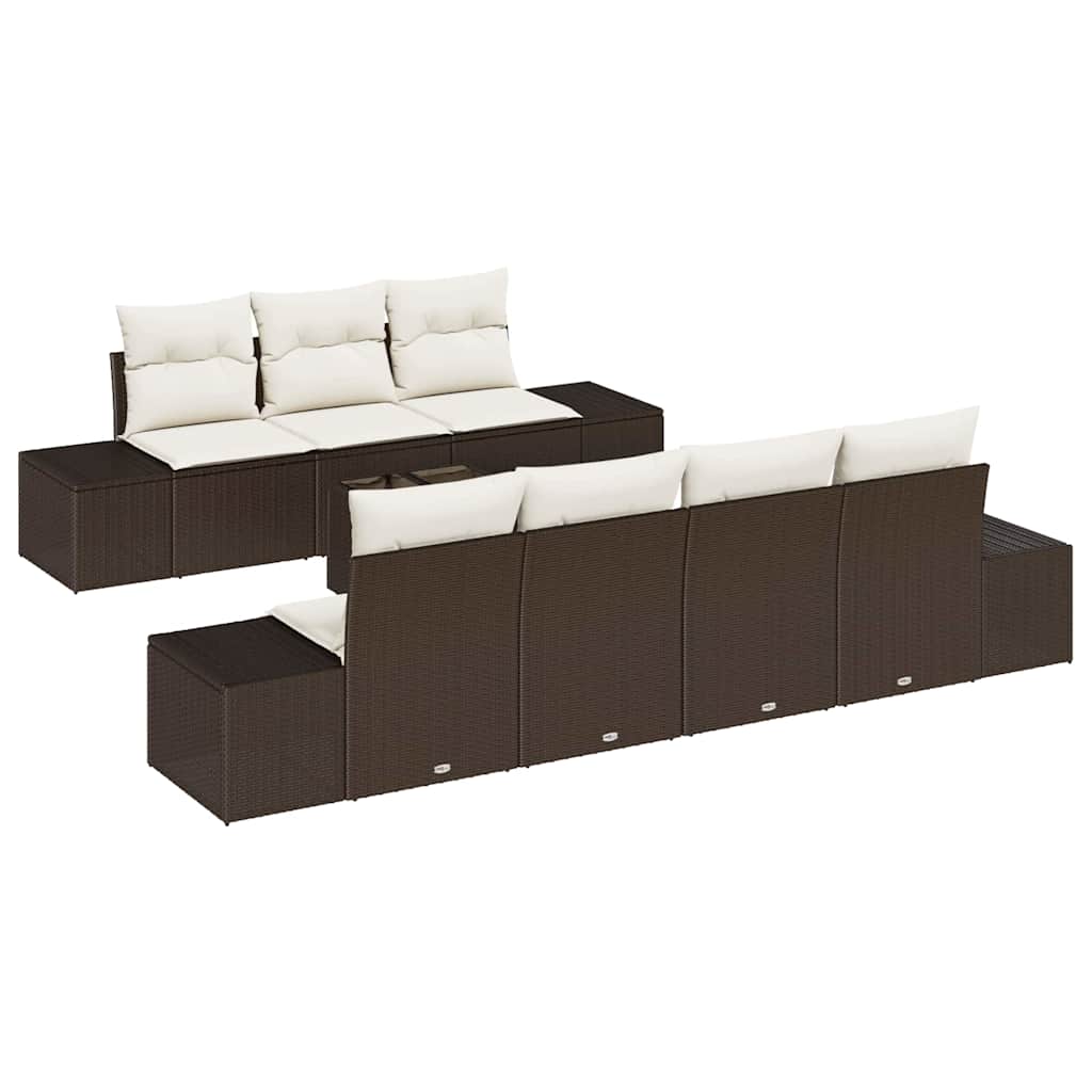 vidaXL Σετ Καναπέ Κήπου 8 pcs Καφέ Πολυ ράταν