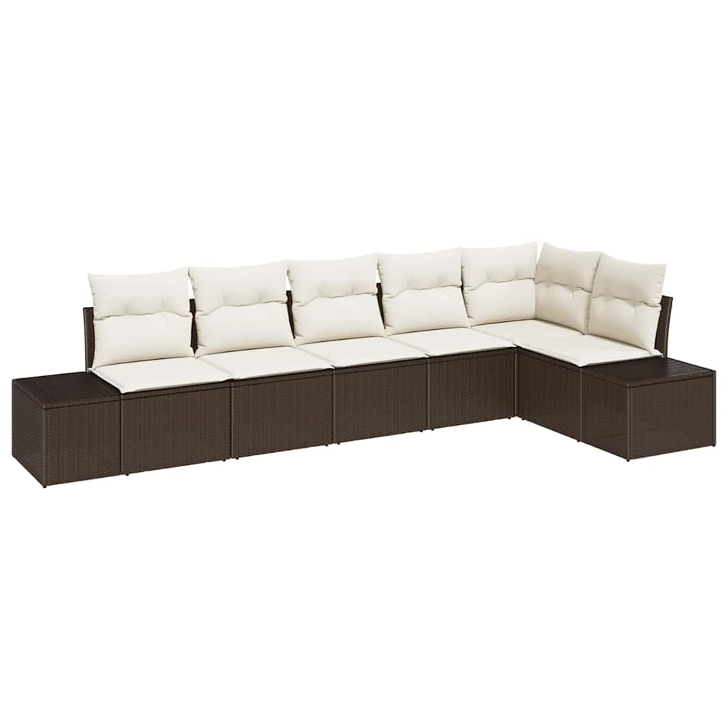 vidaXL Σετ Καναπέ Κήπου 6 pcs Καφέ και Κρέμα συνθετικό ρατάν