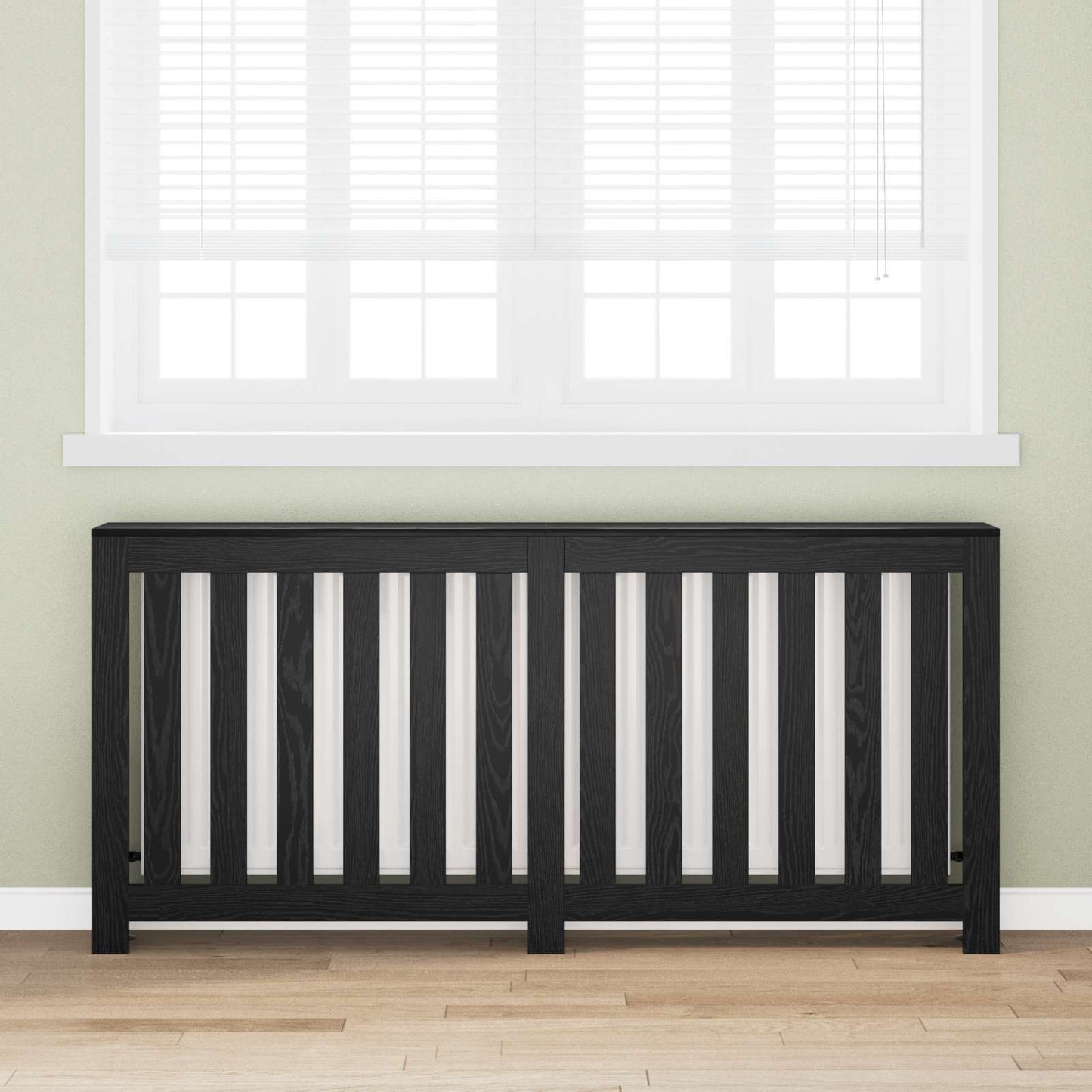 vidaXL Καπάκι Καλοριφέρ Μαύρη Οξυά 175 x 20 x 82 cm Επεξεργασμένο ξύλο