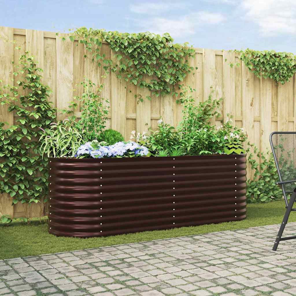 vidaXL Υπερυψωμένη Ζαρντινιέρα Καφέ 240 x 80 x 81 cm Ατσάλι