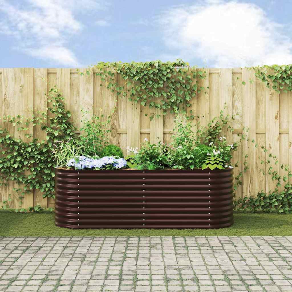 vidaXL Υπερυψωμένη Ζαρντινιέρα Καφέ 240 x 80 x 81 cm Ατσάλι
