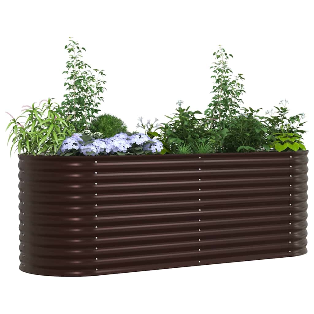 vidaXL Υπερυψωμένη Ζαρντινιέρα Καφέ 240 x 80 x 81 cm Ατσάλι