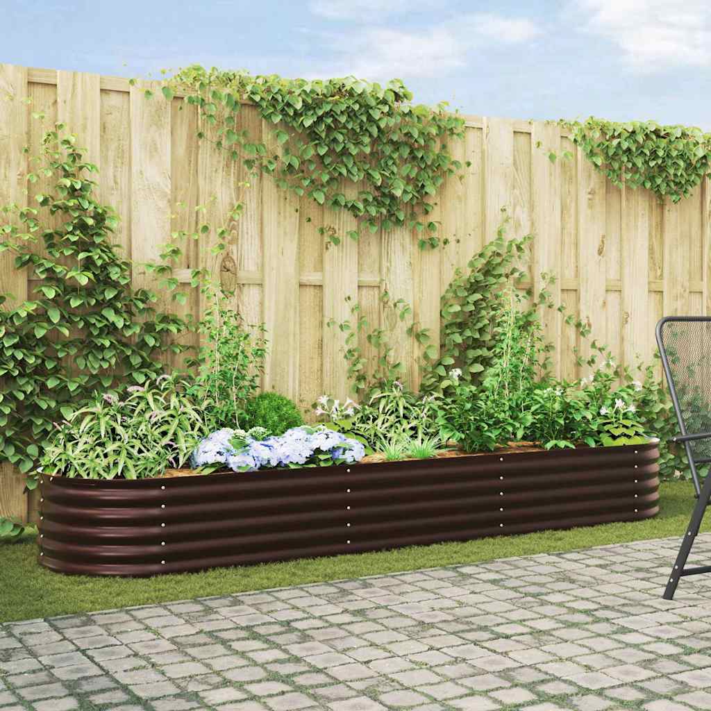 vidaXL Υπερυψωμένη Ζαρντινιέρα Καφέ 320 x 80 x 44 cm Ατσάλι