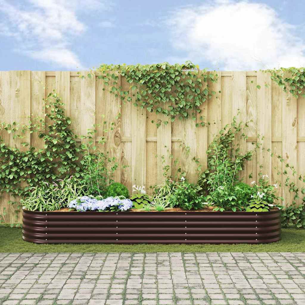 vidaXL Υπερυψωμένη Ζαρντινιέρα Καφέ 320 x 80 x 44 cm Ατσάλι
