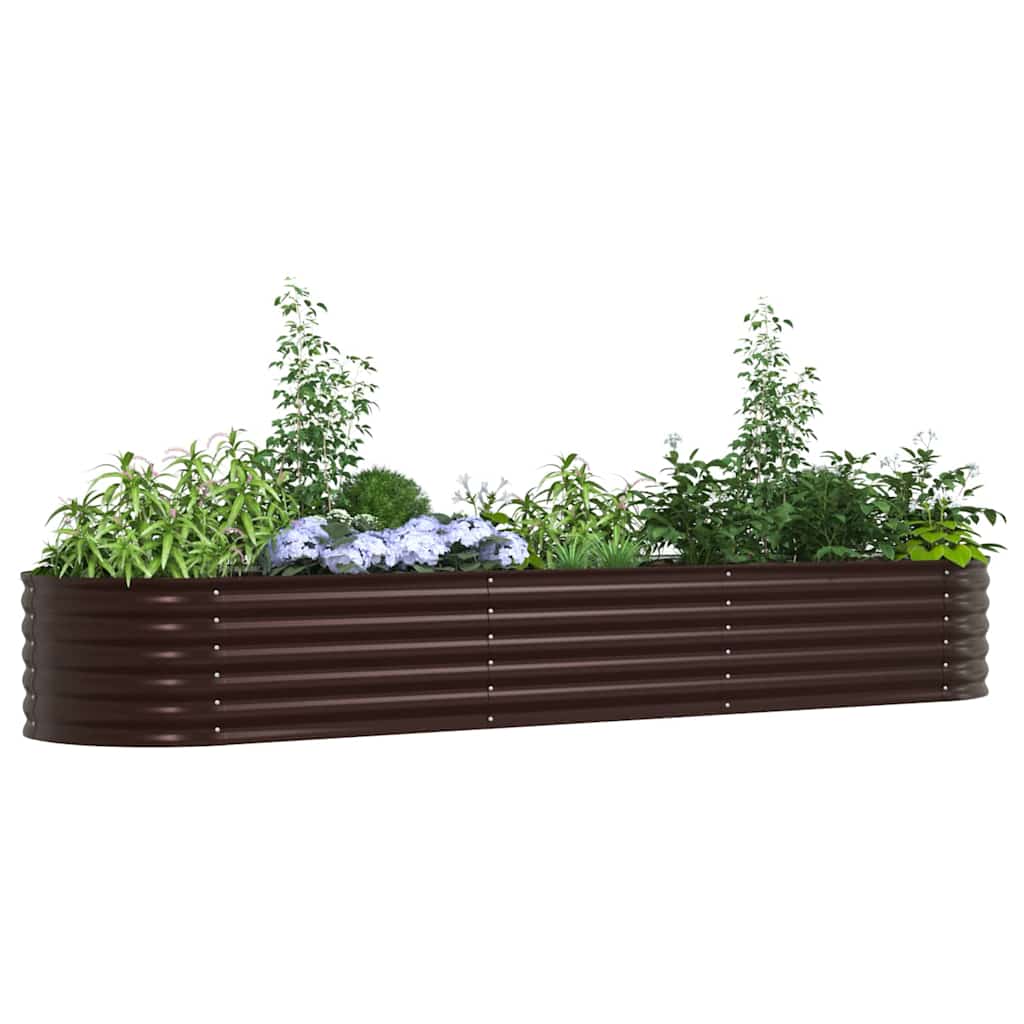 vidaXL Υπερυψωμένη Ζαρντινιέρα Καφέ 320 x 80 x 44 cm Ατσάλι