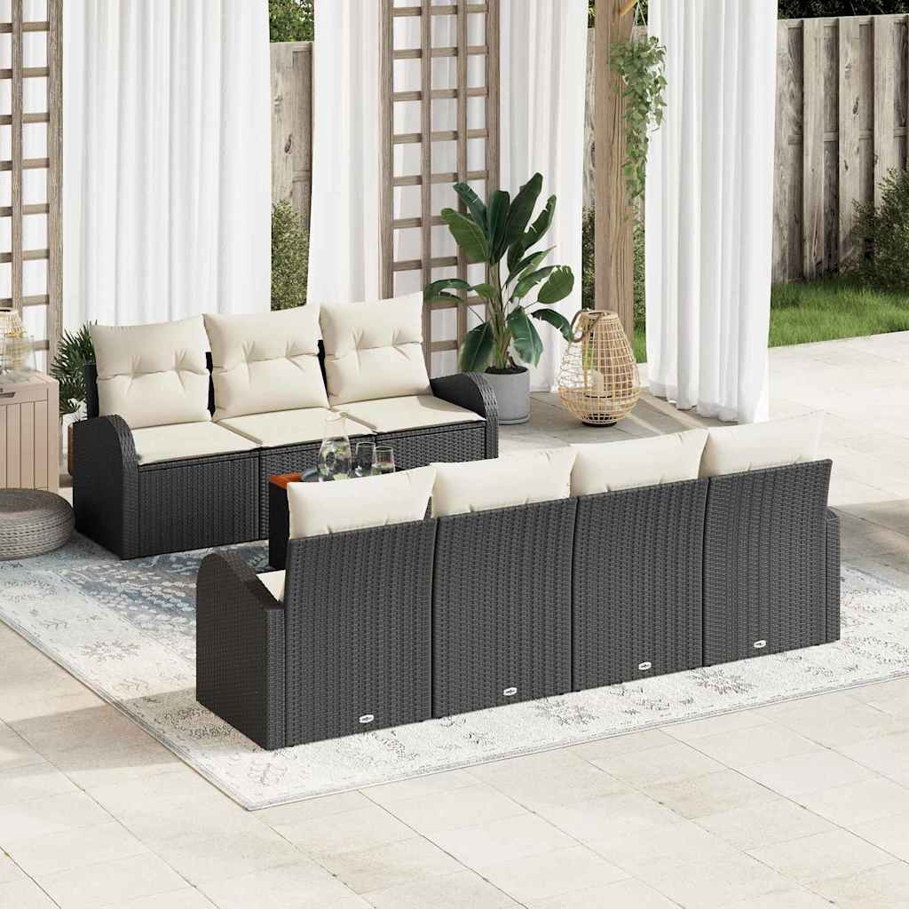 vidaXL Σετ Καναπέ Κήπου 8 pcs Μαύρο Πολυ ράταν