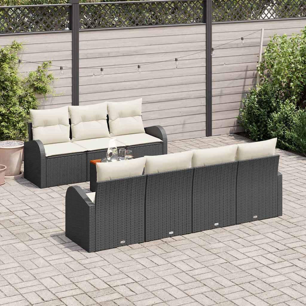 vidaXL Σετ Καναπέ Κήπου 8 pcs Μαύρο Πολυ ράταν