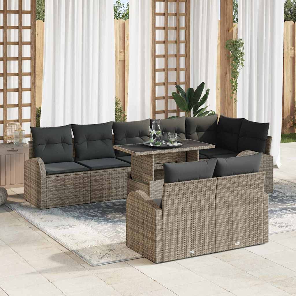 vidaXL Σετ Καναπέ Κήπου με μαξιλάρι 9 pcs Γκρι