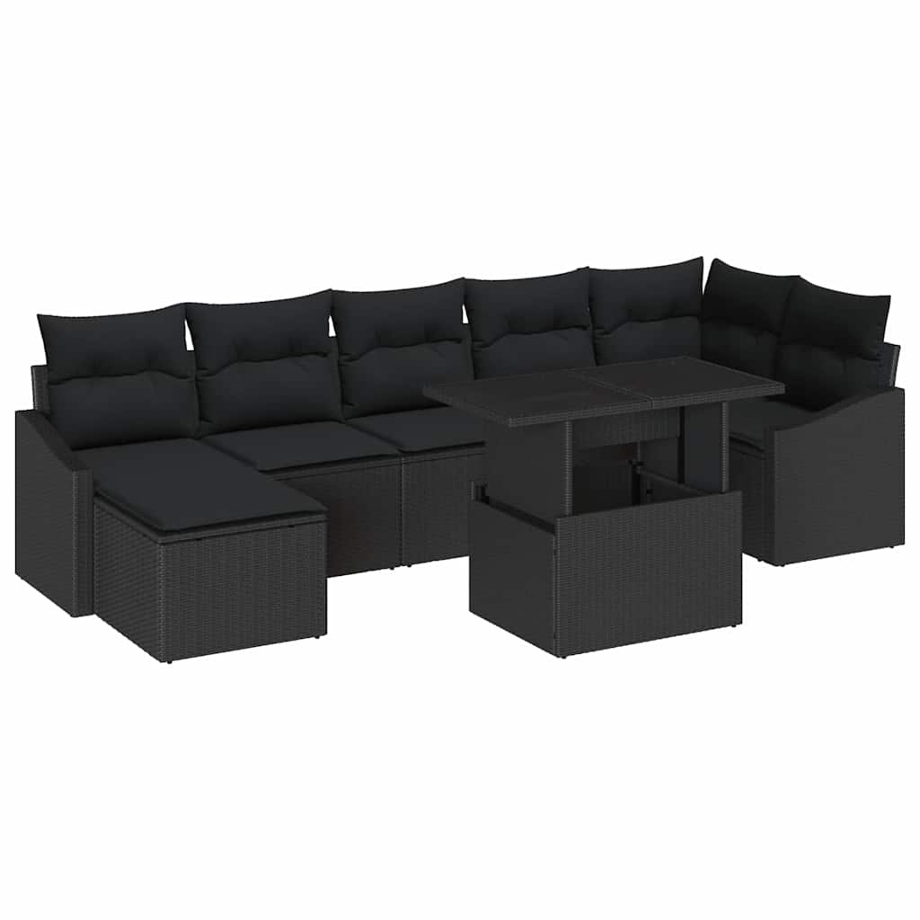 vidaXL Σετ Καναπέ Κήπου με μαξιλάρι 8 pcs Μαύρο
