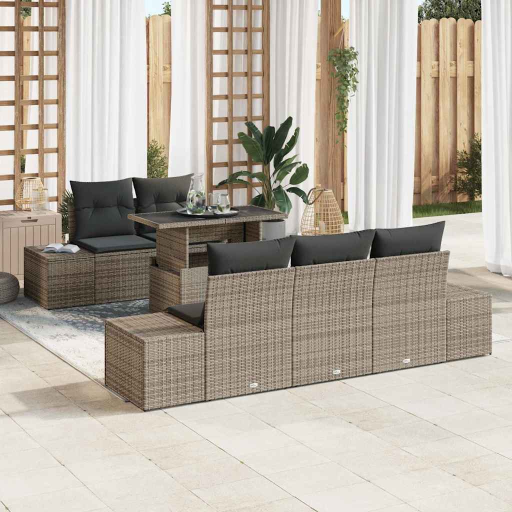 vidaXL Σετ Καναπέ Κήπου με μαξιλάρι 6 pcs Γκρι 100 x 55 x 73 εκ