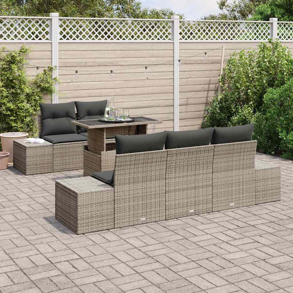 vidaXL Σετ Καναπέ Κήπου με μαξιλάρι 6 pcs Γκρι 100 x 55 x 73 εκ