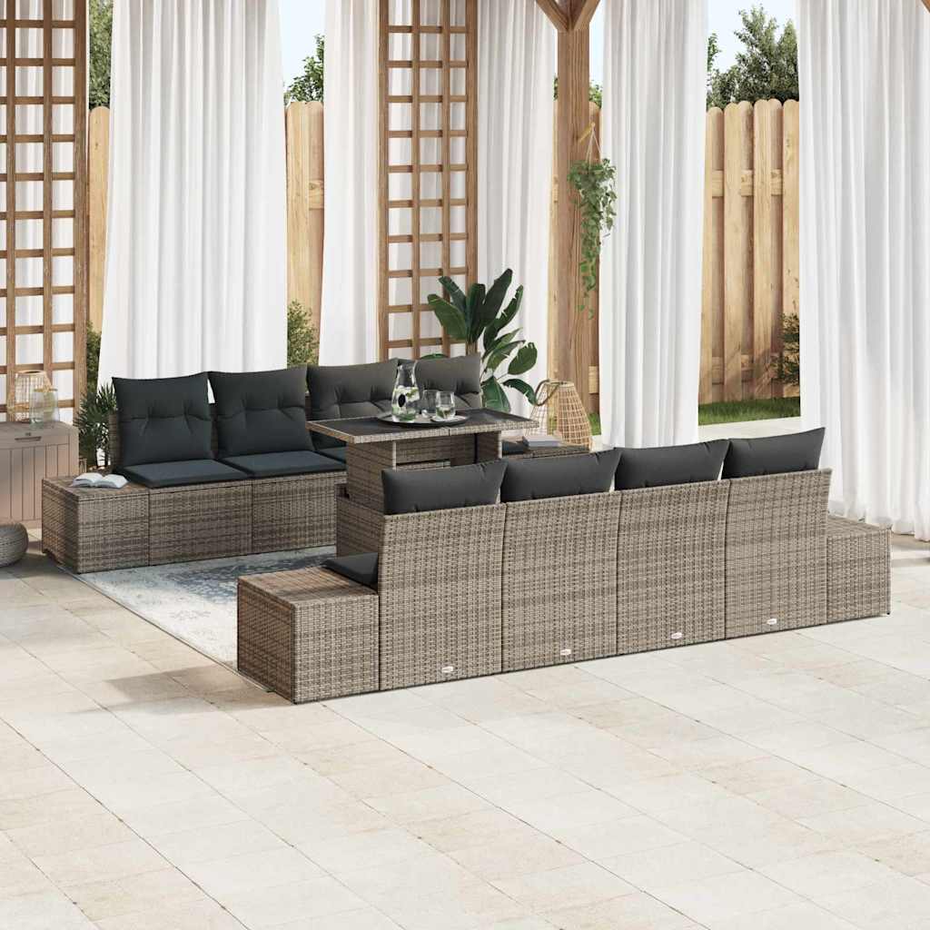 vidaXL Σετ Καναπέ Κήπου με μαξιλάρι 7 pcs Γκρι 100 x 55 x 73 εκ