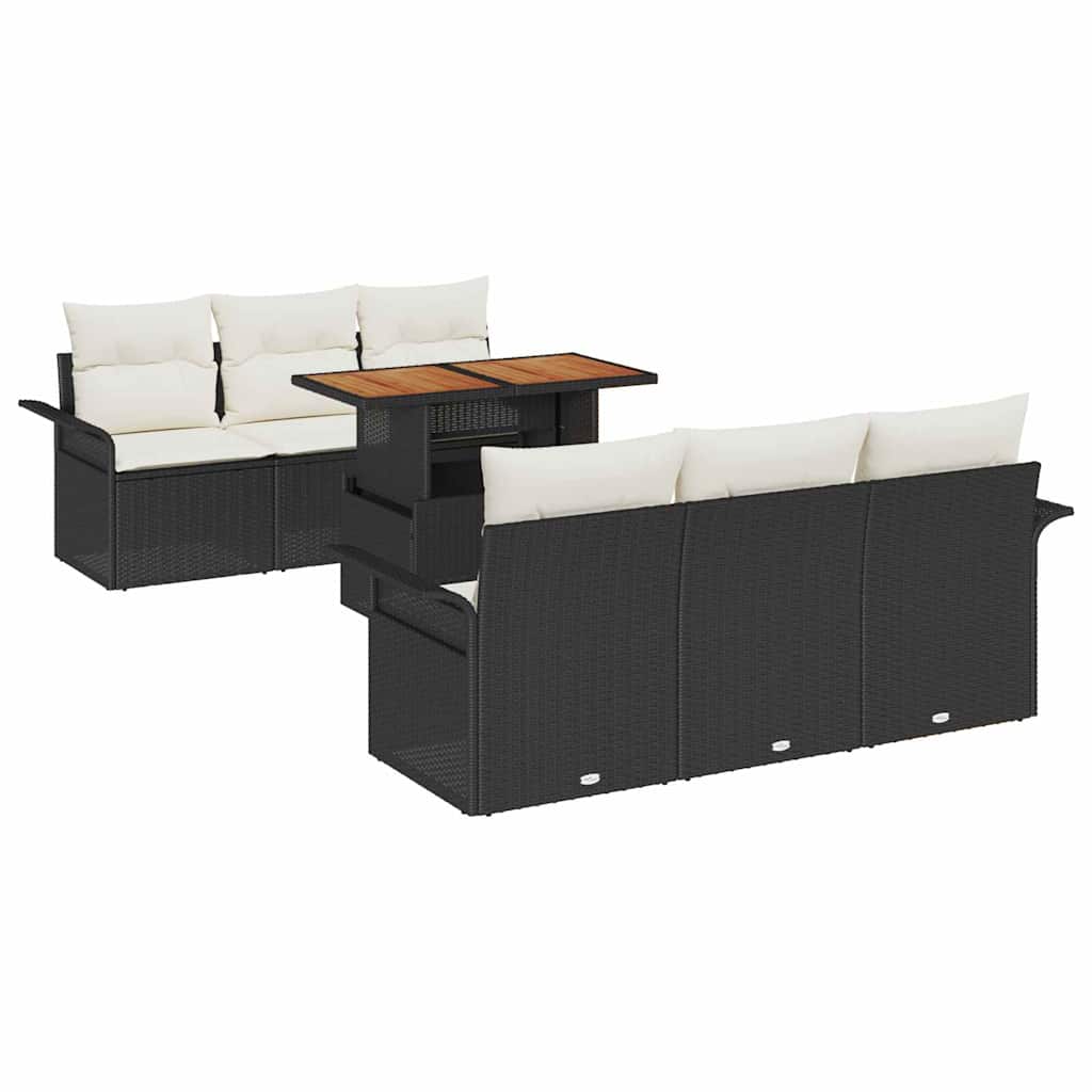 vidaXL Σετ Καναπέ Κήπου 7 pcs Μαύρο και κρεμ 100 x 55 x 73 εκ