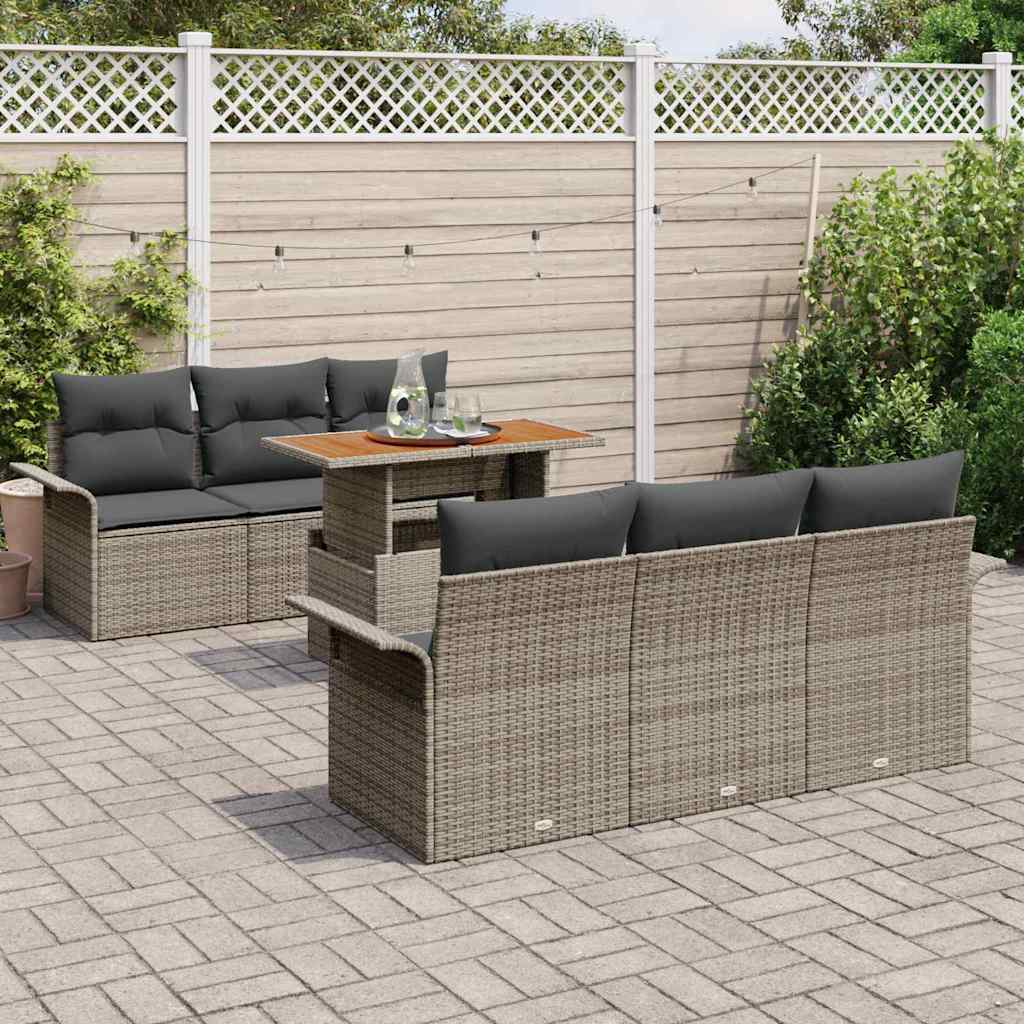 vidaXL Σετ Καναπέ Κήπου με μαξιλάρι 7 pcs Γκρι 100 x 55 x 73 εκ