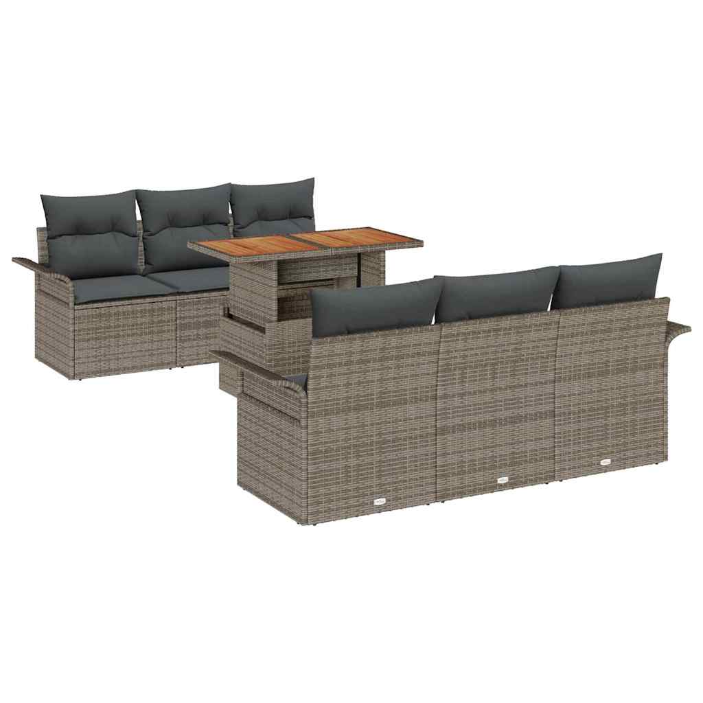 vidaXL Σετ Καναπέ Κήπου με μαξιλάρι 7 pcs Γκρι 100 x 55 x 73 εκ