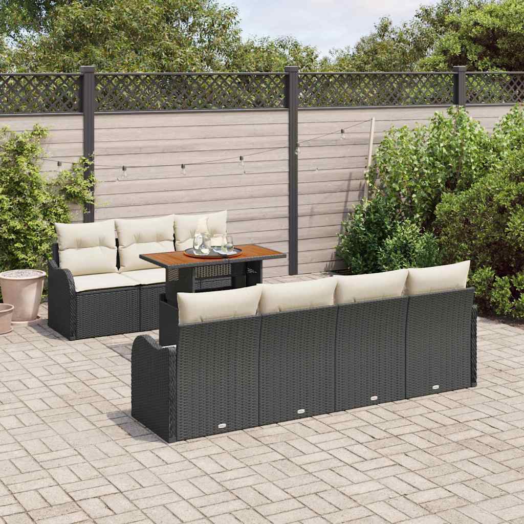 vidaXL Σετ Καναπέ Κήπου 8 pcs Μαύρο και κρεμ 100 x 55 x 73 εκ