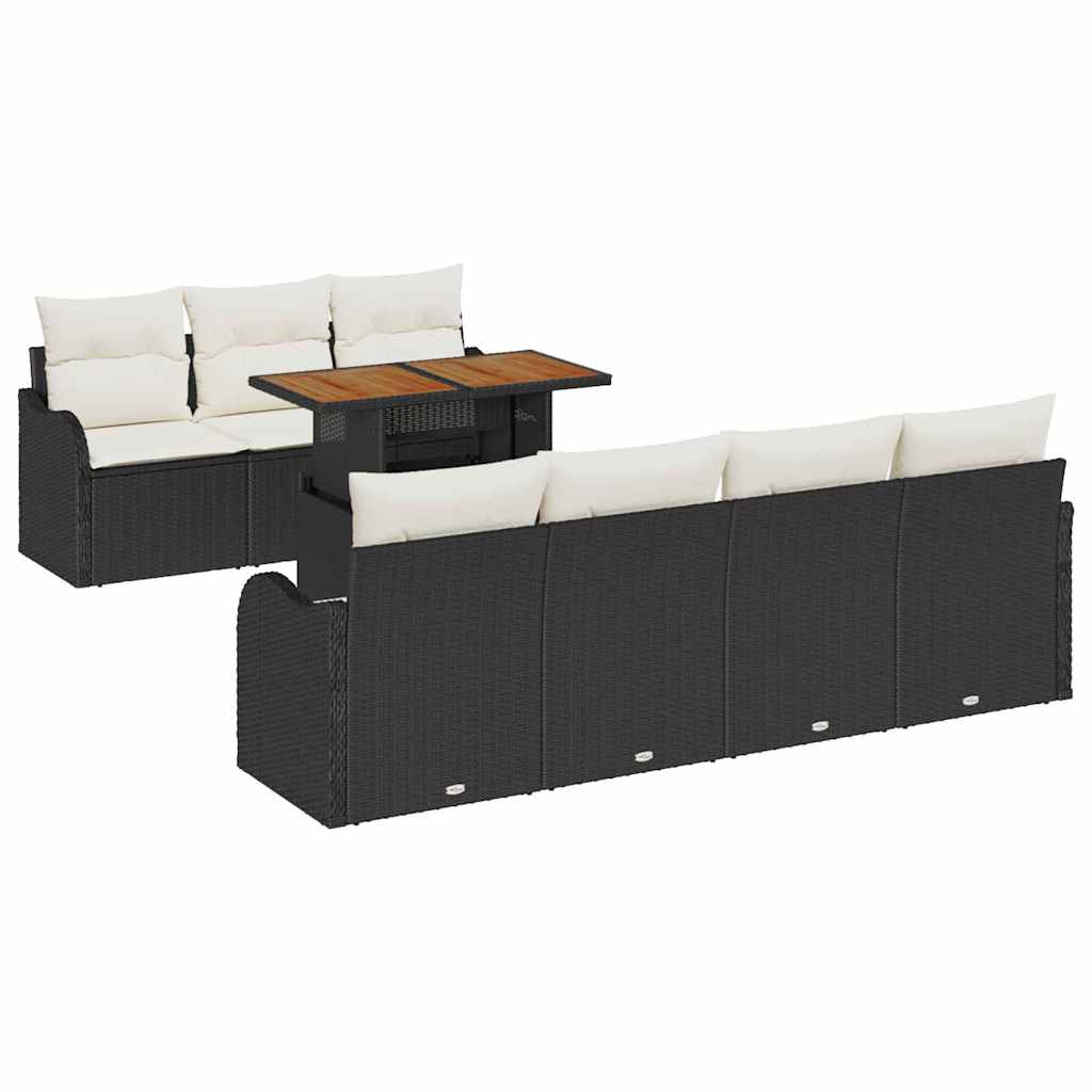 vidaXL Σετ Καναπέ Κήπου 8 pcs Μαύρο και κρεμ 100 x 55 x 73 εκ