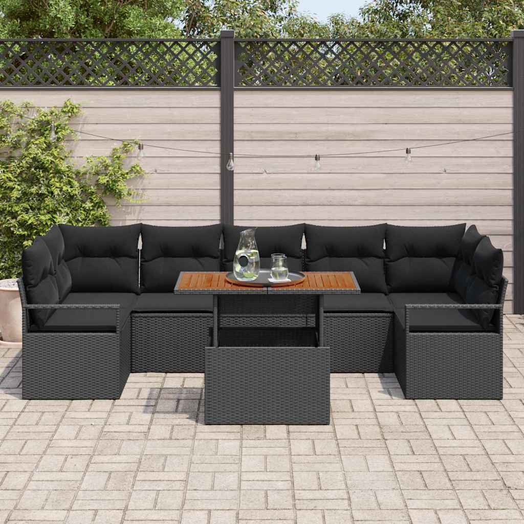 vidaXL Σετ Καναπέ Κήπου 8 pcs Μαύρο και Καφέ 100 x 55 x 73 εκ
