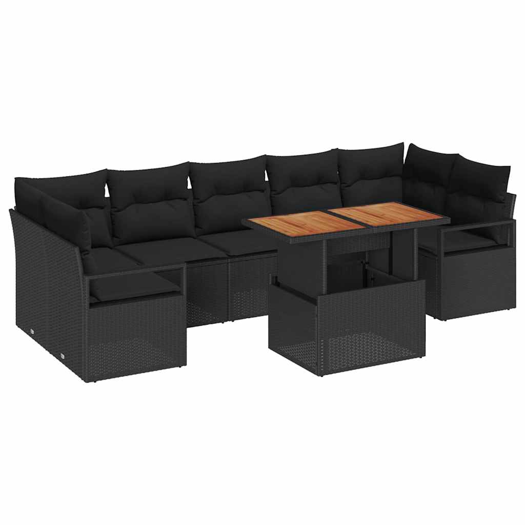 vidaXL Σετ Καναπέ Κήπου 8 pcs Μαύρο και Καφέ 100 x 55 x 73 εκ
