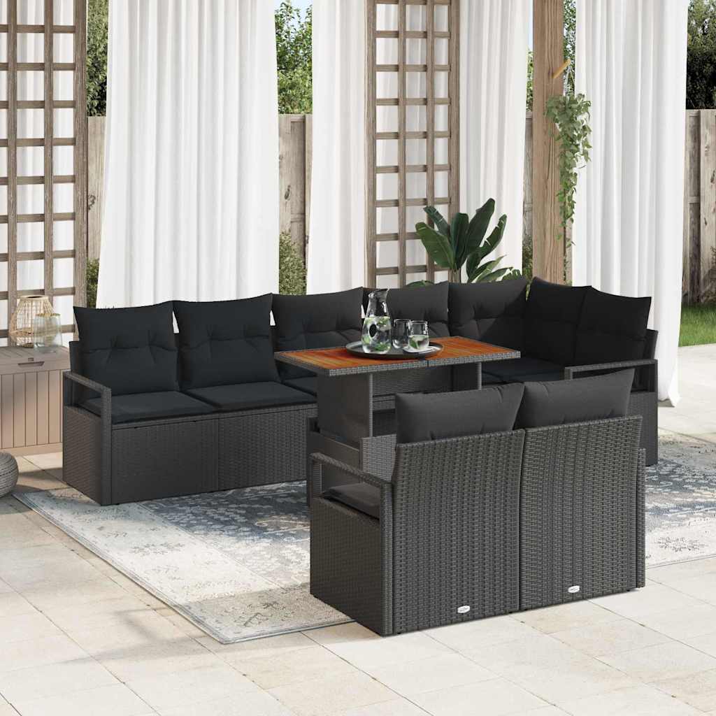 vidaXL Σετ Καναπέ Κήπου 9 pcs Μαύρο και Καφέ 100 x 55 x 73 εκ