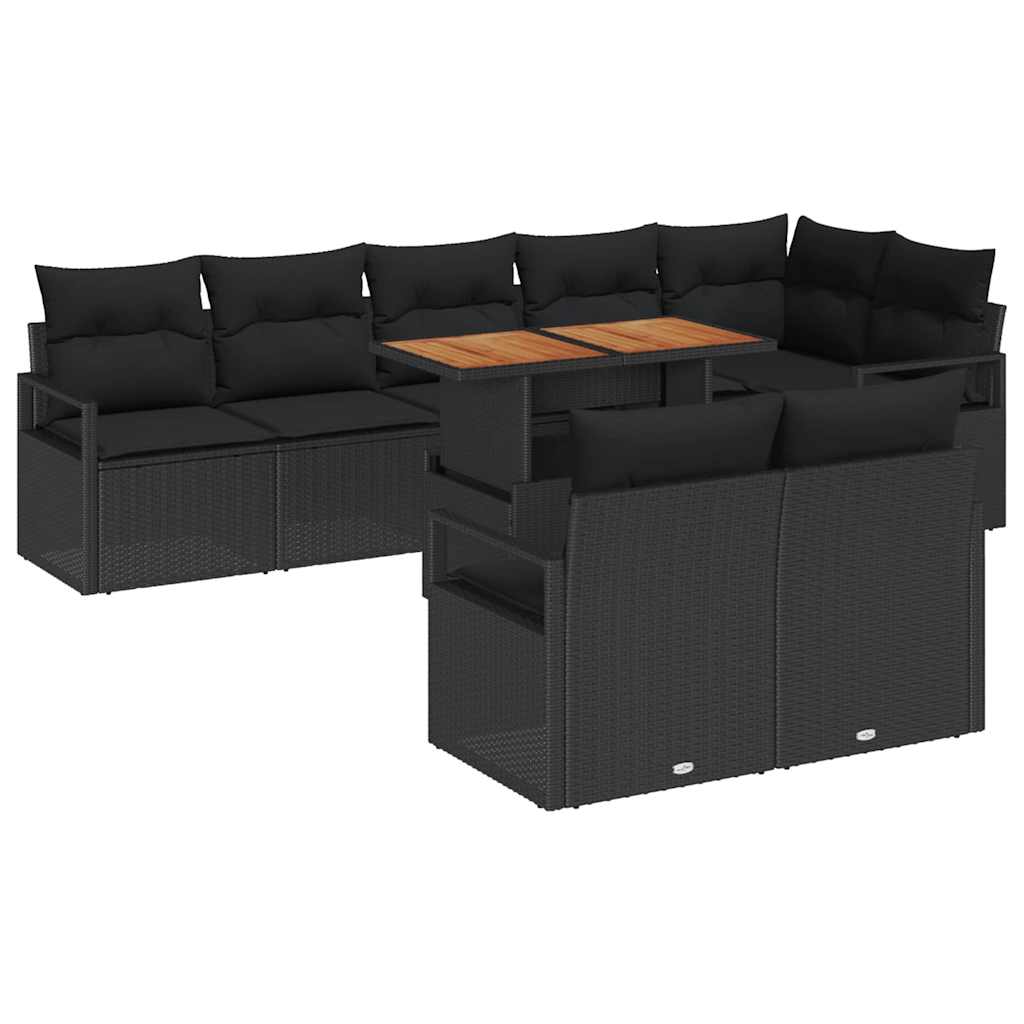 vidaXL Σετ Καναπέ Κήπου 9 pcs Μαύρο και Καφέ 100 x 55 x 73 εκ