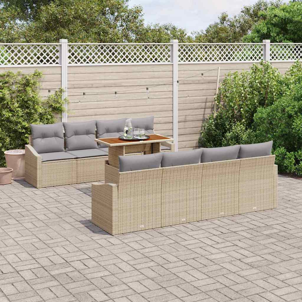 vidaXL Σέτ φαγητού για κήπο 9 pcs Μπεζ και Γκρι 100 x 55 x 73 εκ