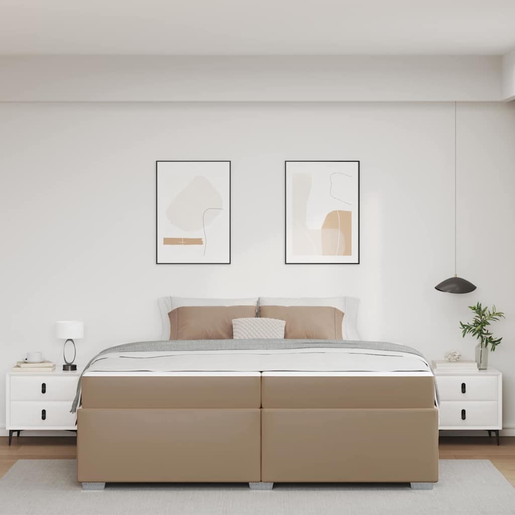 vidaXL Σκελετός Κρεβατιού Καπουτσίνο 200 x 200 cm PVC