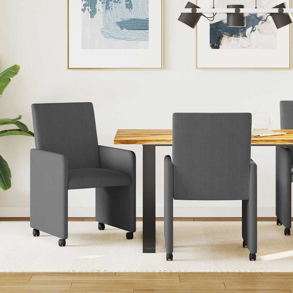 vidaXL Καρέκλες Φαγητού με Ρόδες 2 pcs Σκούρο γκρι 57 x 66 x 94 εκ