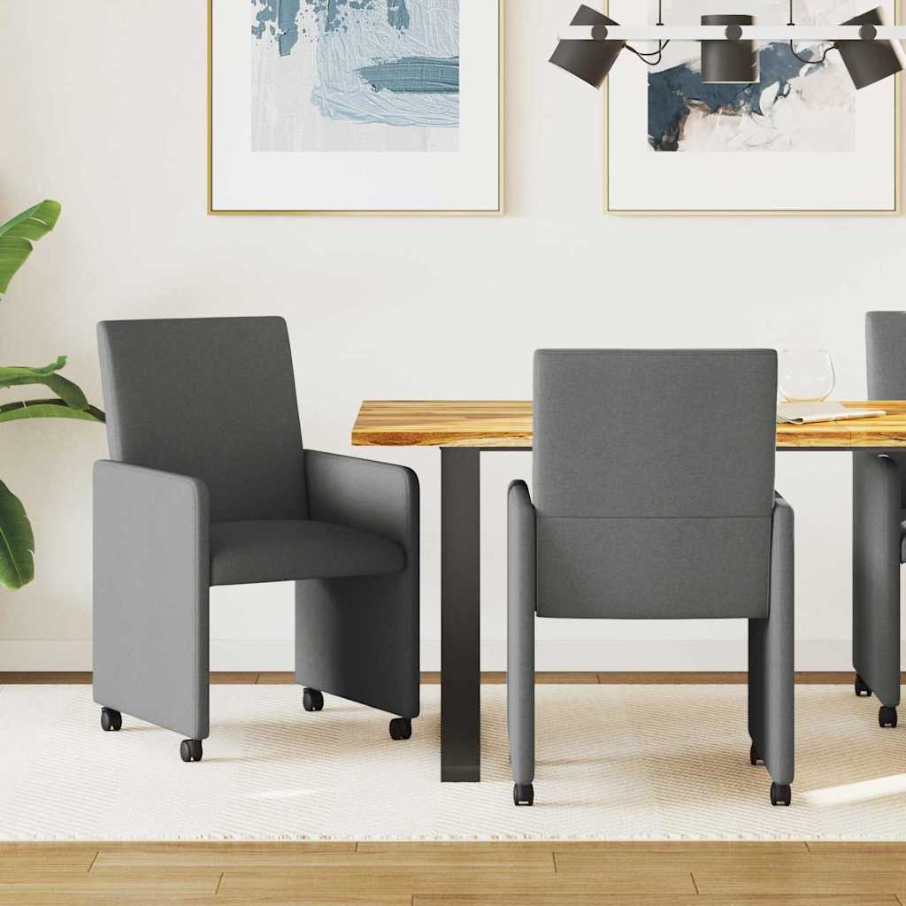 vidaXL Καρέκλες Φαγητού με Ρόδες 2 pcs Σκούρο γκρι 57 x 66 x 94 εκ